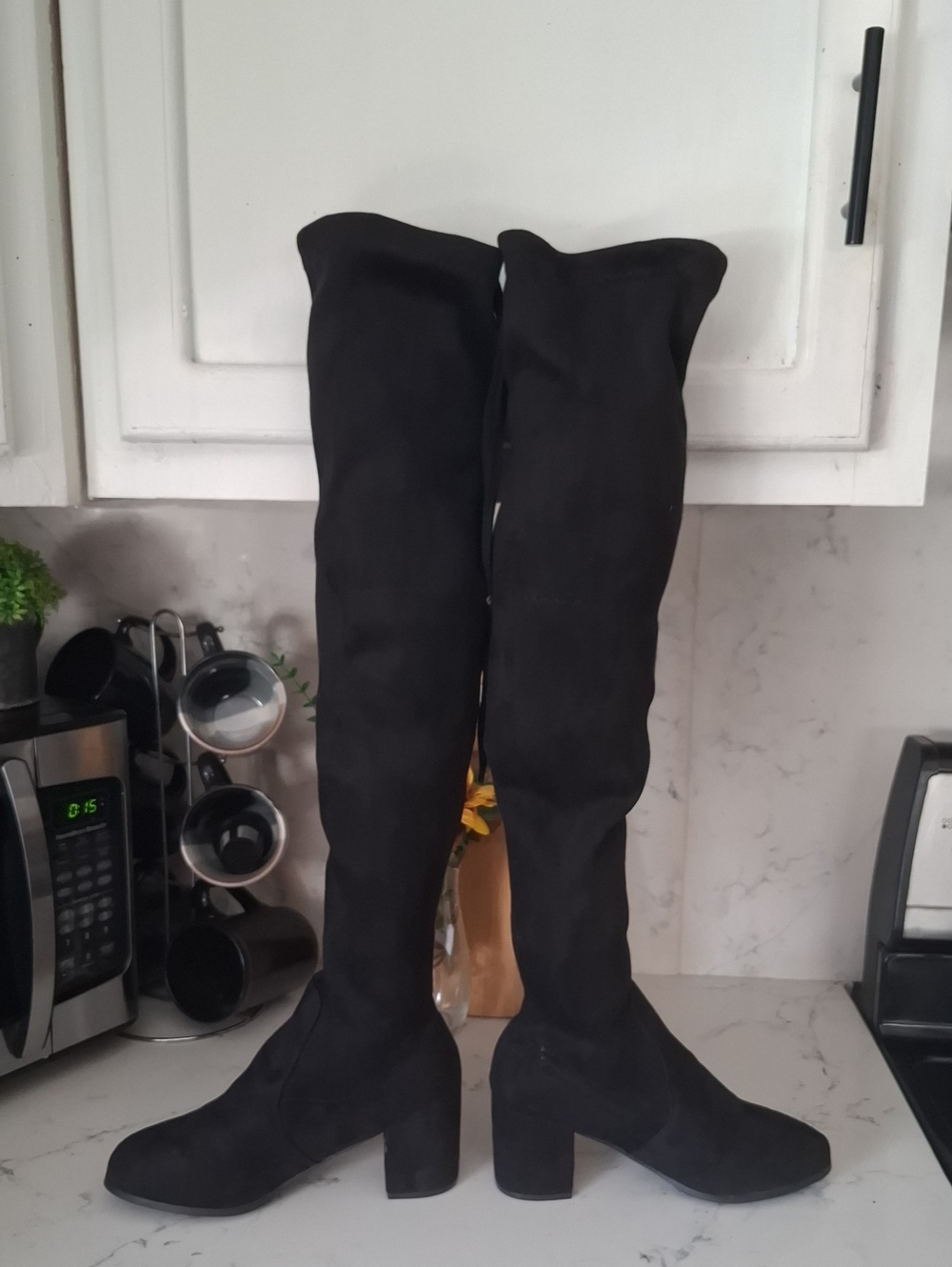 Black Over-the-Knee Women's Suede Boots